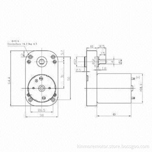 12V DC Geared Motor with 38 x 64.4 x 12mm Gearbox and Ø6mm Parallel Shaft for Vending Machine